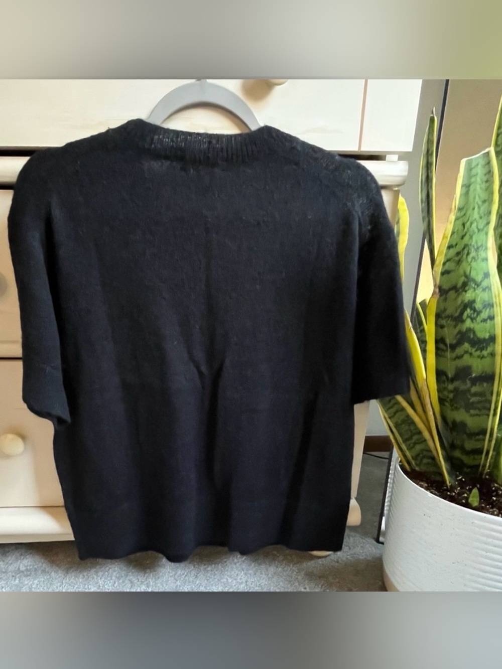 NWT J Crew Alpaca/Wool Short Sleeve Sweater Black Medium - Picture 2 of 4